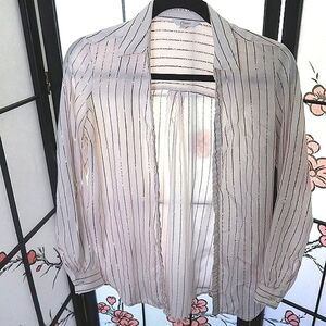 Candie's White Rose Gold Stripped Button Down Shirt Size XS